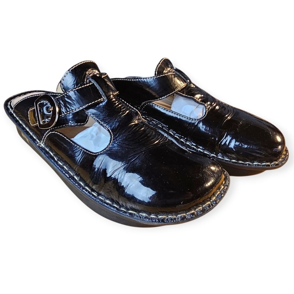 Alegria Black Patent Leather Mules